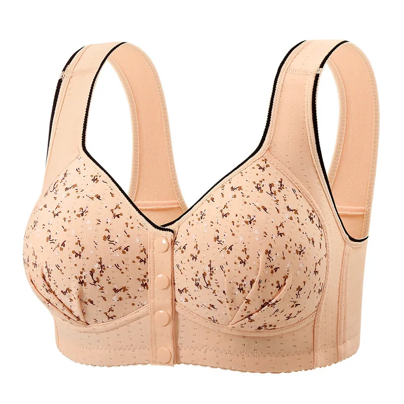 Blumenmuster Damen-BH mit Vorderverschluss Still-BH für Postpartum Mütter und Mädchen Verstellbare Träger Drahtloser BH mit Festen Cups im Westen-Stil