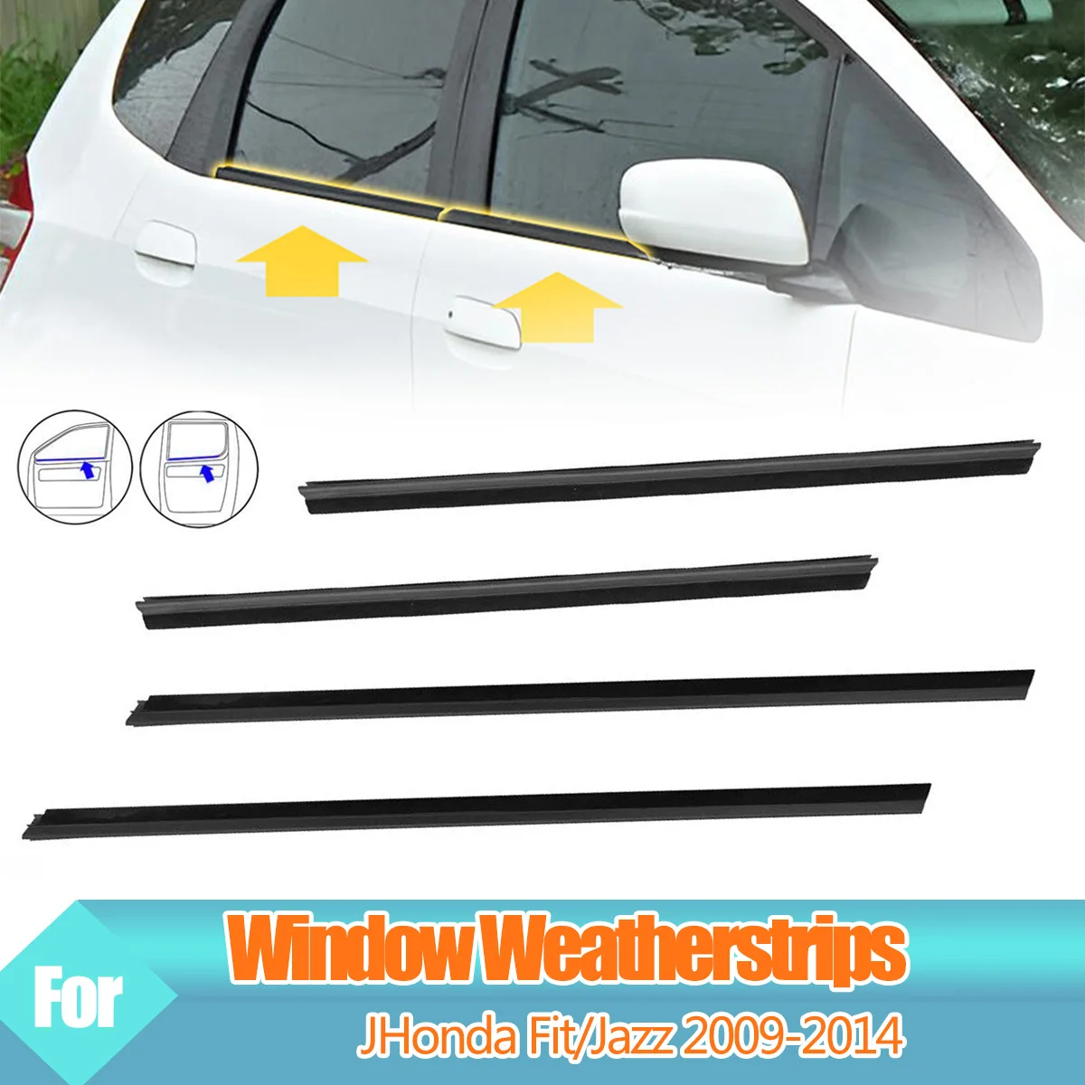 4 sztuk samochodów zewnętrzne okna gumowa uszczelka dla Honda Fit/Jazz 2009-2014 wodoodporna taśma ciśnieniowa taśma uszczelniająca akcesoria samochodowe