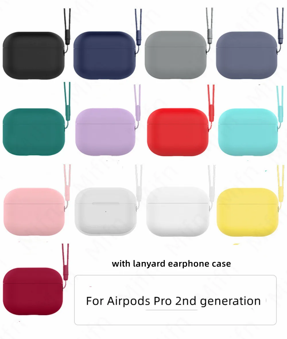 

Чехол для AirPods Pro 2 со шнурком, защитный чехол с защитой от потери [передний светодиодный Видимый] Силиконовый мягкий чехол для AirPods Pro 2