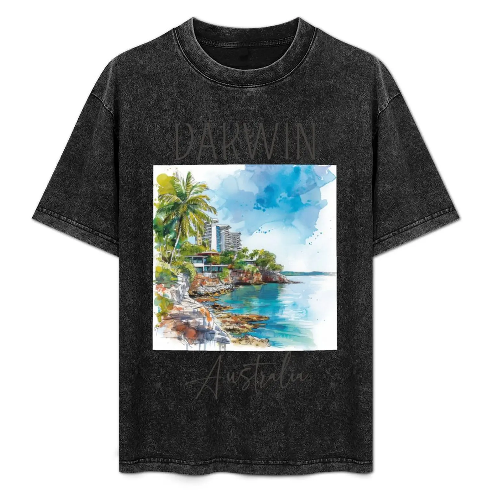 Watercolor Design of Darwin - Australia T-Shirt custom t shirt graphic tee shirt tshirts for men