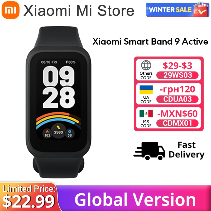 Global Version Xiaomi Smart Band 9 Active 1.47'' Display 18-day Battery Life Modes All-day Health And Fitness Monitoring 5ATM