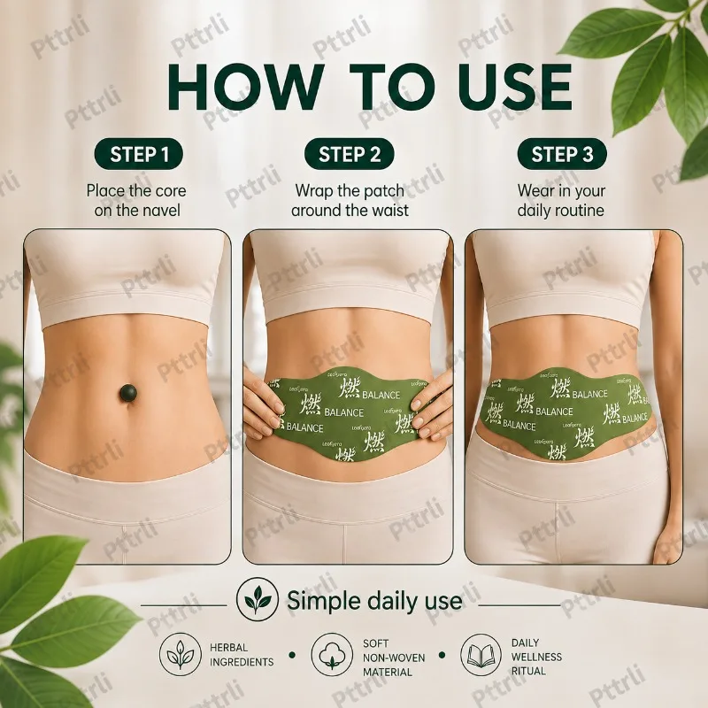 3 Bags Herbal Abdominal Patches with 30 Herbal Balls, Warming Belly Stickers for Daily Body Care