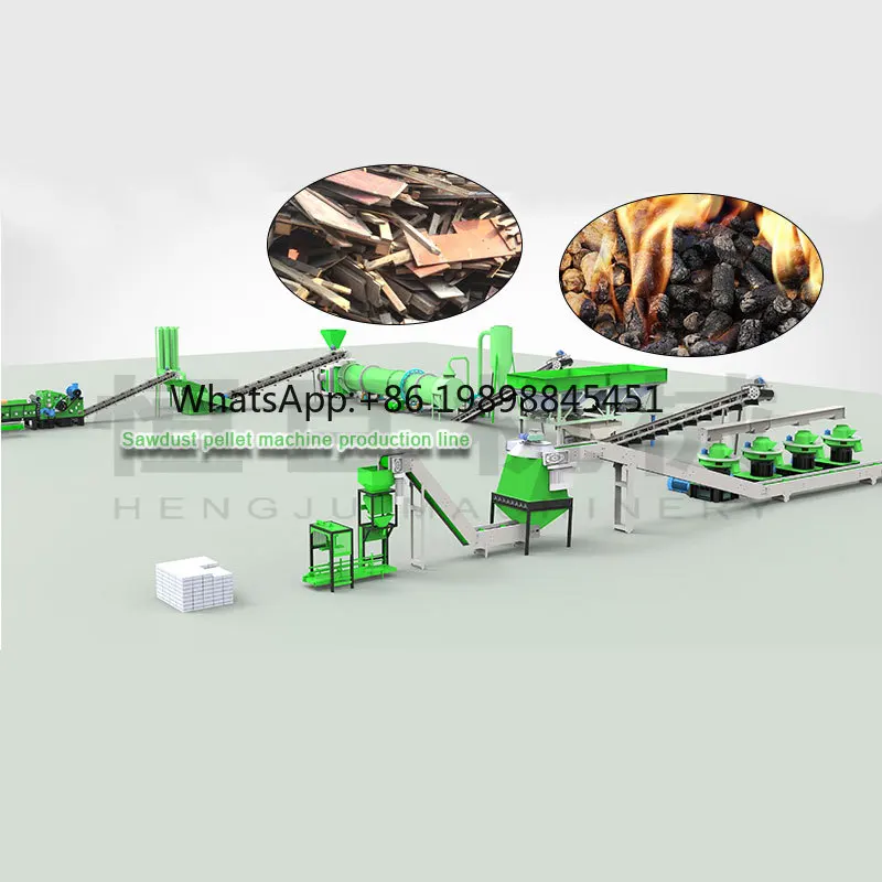 

30kw Compressed 16mm Biomass Pellets Wood Mill Sawdust Wood Pellet Making Machine Production Line