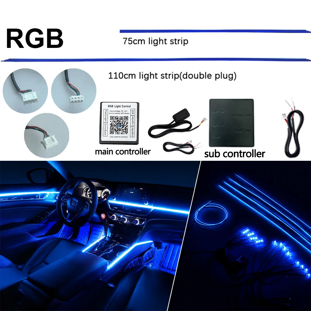 18-in-1 RGB LED Auto-Ambientelichtstreifen Zubehör Ersatzteile 4-adrig 4-polig für Hauptsteuergerät Innenraumbeleuchtung
