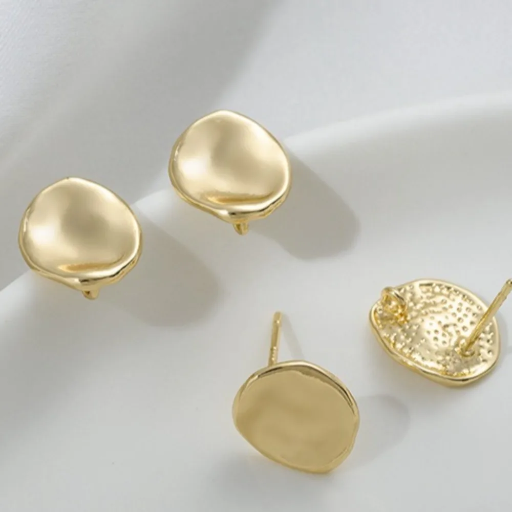 

Медные 14-каратные золотые серьги с листьями лотоса, подвесные серьги-диски, модные универсальные серьги ручной работы, аксессуары