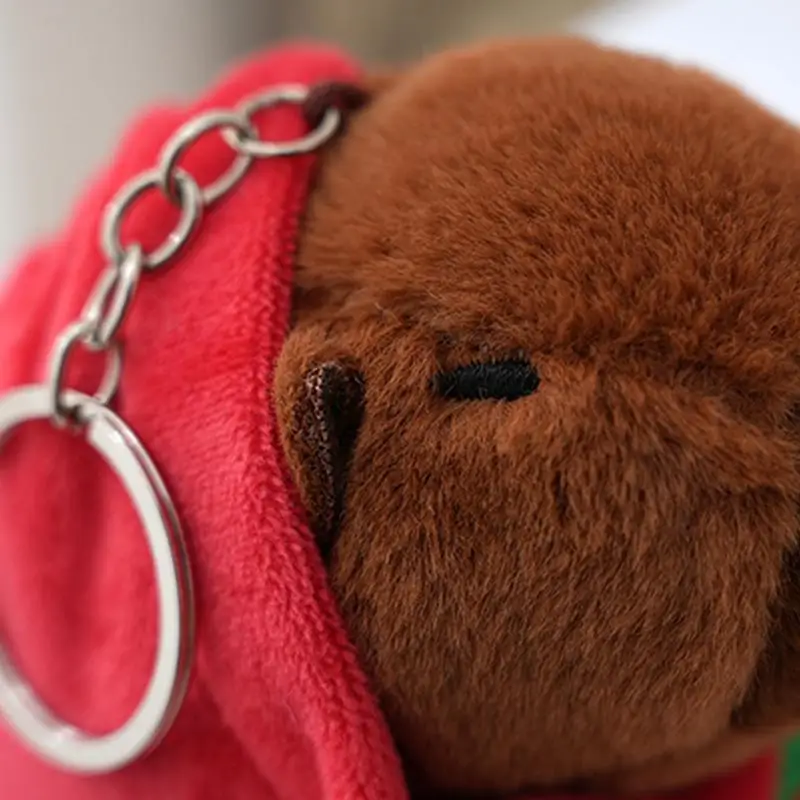 Capybara Plüsch-Schlüsselanhänger, kreative flauschige Tiere, Puppe, Schlüsselanhänger, niedlicher Taschenanhänger, Rucksack-Zubehör, Geburtstagsgeschenke