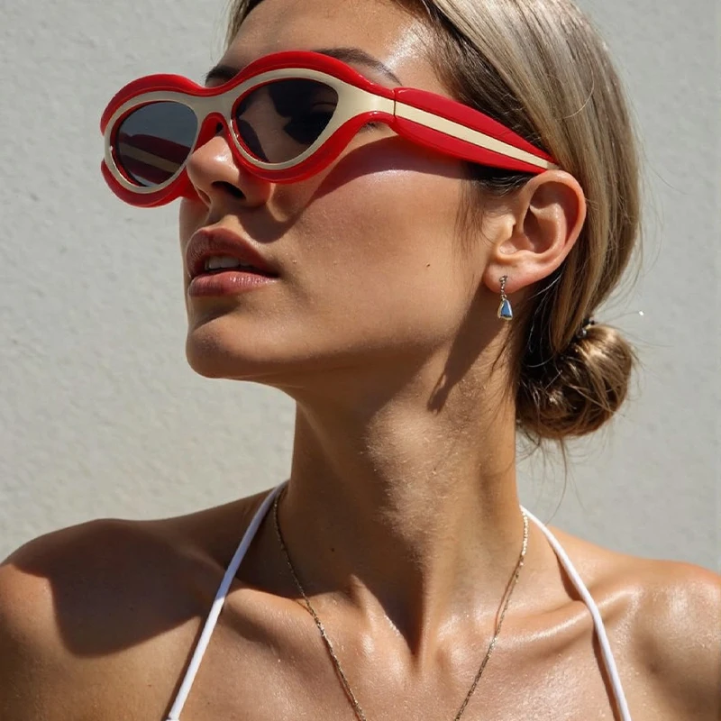 Withyoo| New Fashion Cat Eye Sunglasses 2026 Women Young Brand Vintage Designer Sun Glasses Oval Color Matching Eyewear UV400