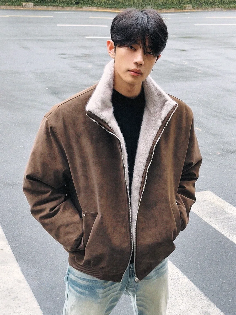 Męska kurtka motocyklowa dwukolorowa ze skóry PU i bawełny, ciepła odzież wierzchnia zimowa, luźny krój, długi rękaw, zapinana na zamek...