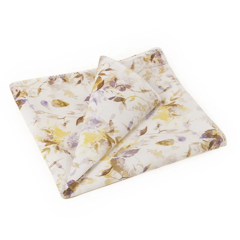 5 قطعة منشفة جيب قطنية زهرة أدبية ورجعية اللون الأعمال عادية متعددة الاستخدامات مربعة حمل 23*23 سنتيمتر