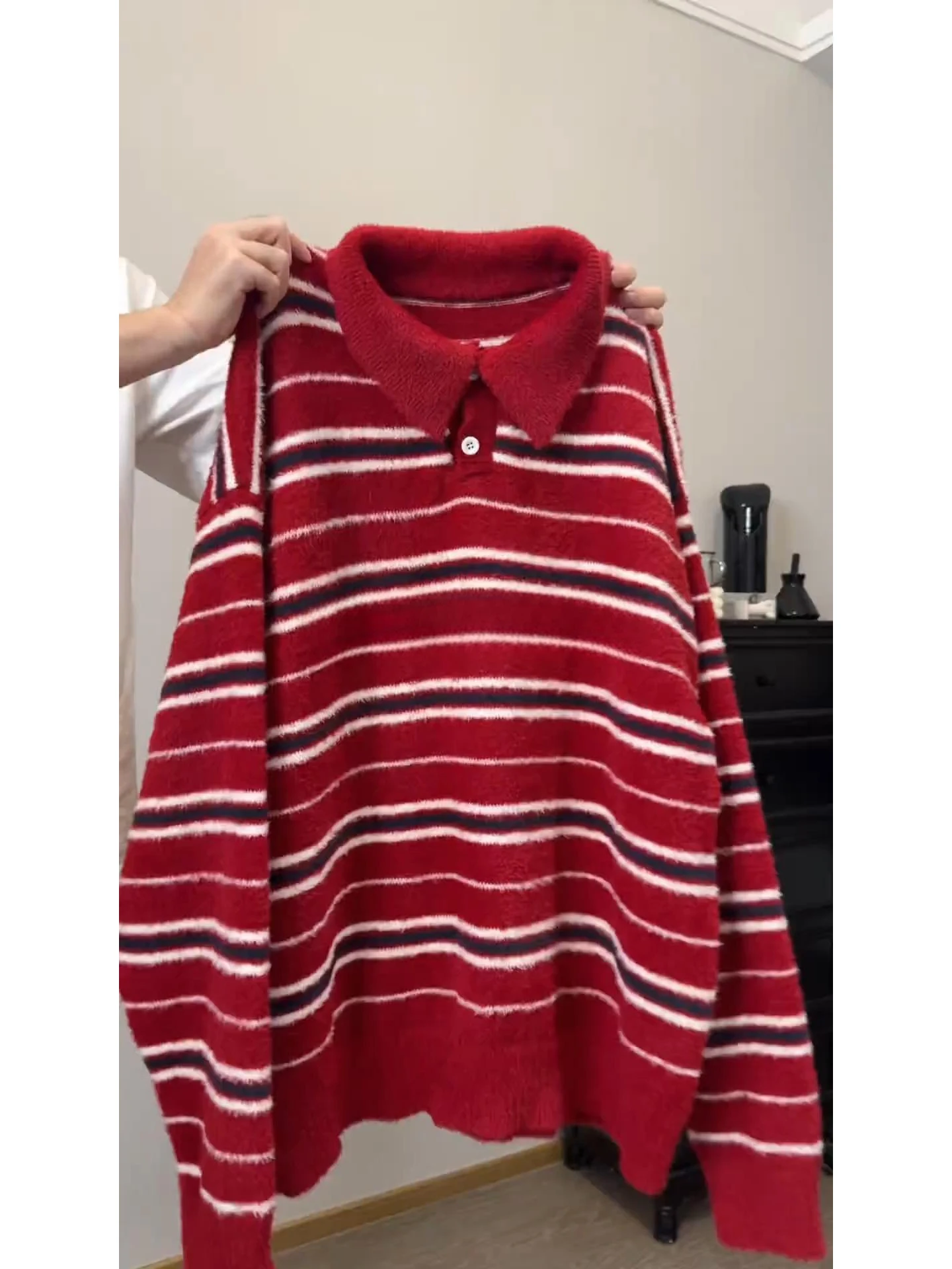 

Cisas в красную полоску Ne трикотаж мужской осенне-зимний свободный крой повседневный длинный свитер свеч для отдыха ленивый сле