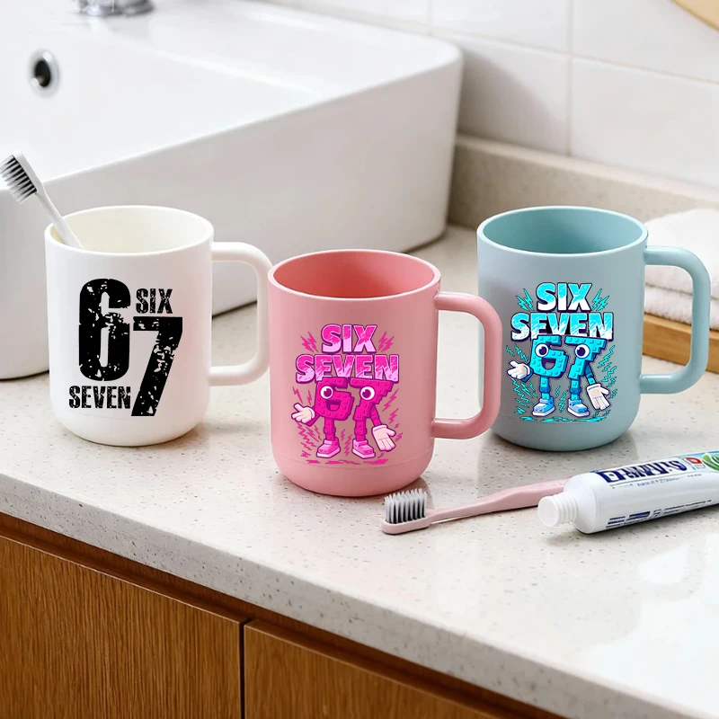 

Забавные стаканы для воды 67 Six Seven, стаканы для ополаскивателя для рта, стаканы для зубных щеток с мультяшными аниме-персонажами для детей, стеклянные стаканы для мальчиков и девочек, подарки на день рождения