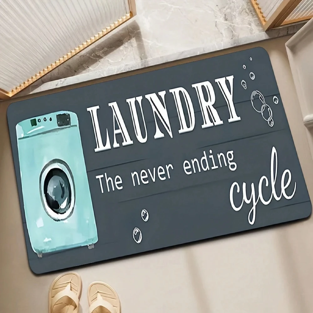 1pc American Retro Laundry Room Kitchen Floor Mat, Suitable Living Room Bedroom Door, Home Decor, Door Decor, Hallway Runner Rug