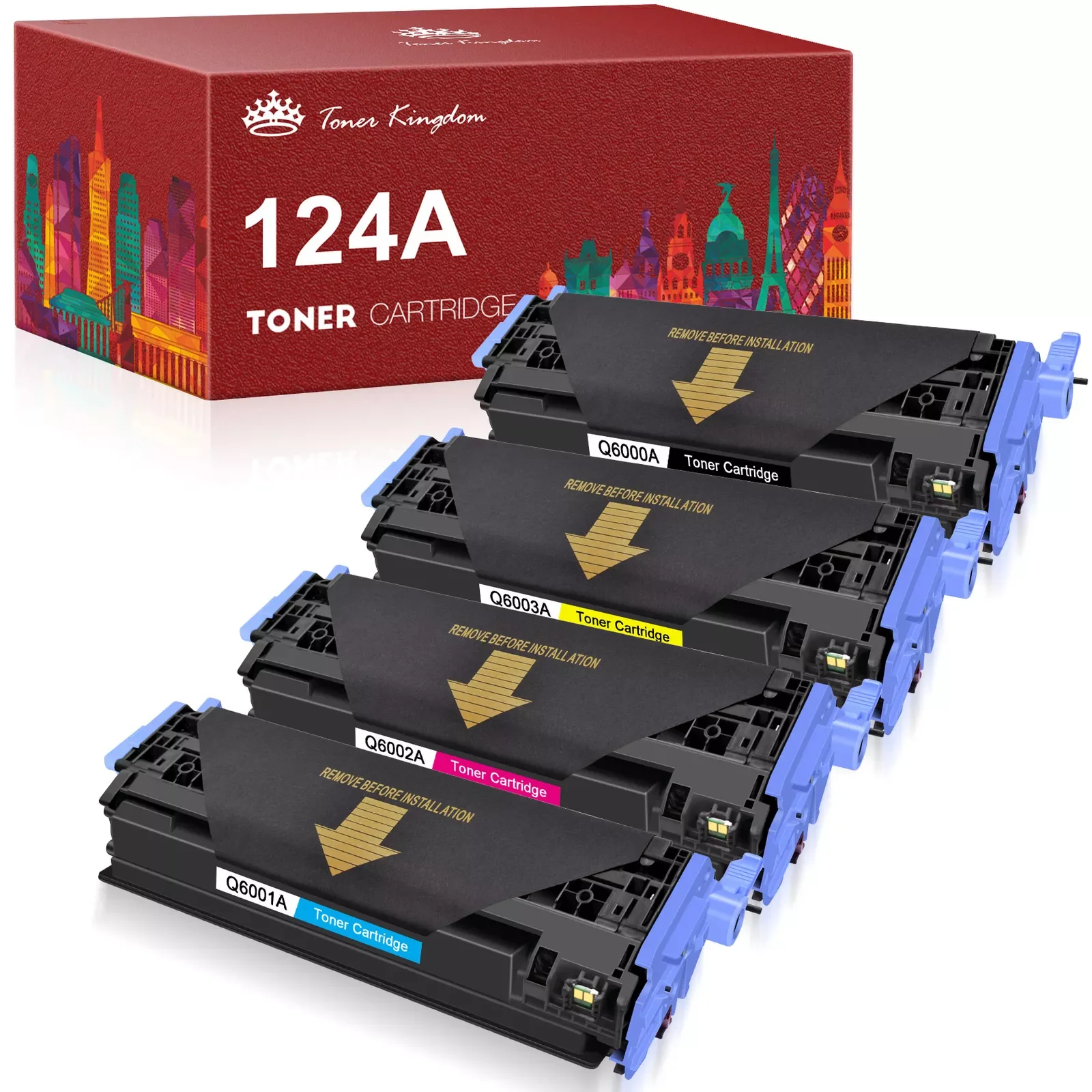 4 Toner Q6000A -3A Set Fits HP 124A Laserjet 1600 2600 2600n 2605dn 2605 Printer
