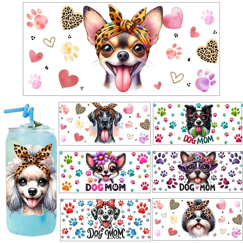 Funny Cute Vibe Puppy Dog UV DTF Sticker Party DIY Decals 3D transfers uvdtf tumbler seal stickers 16oz uv dtf cup wraps
