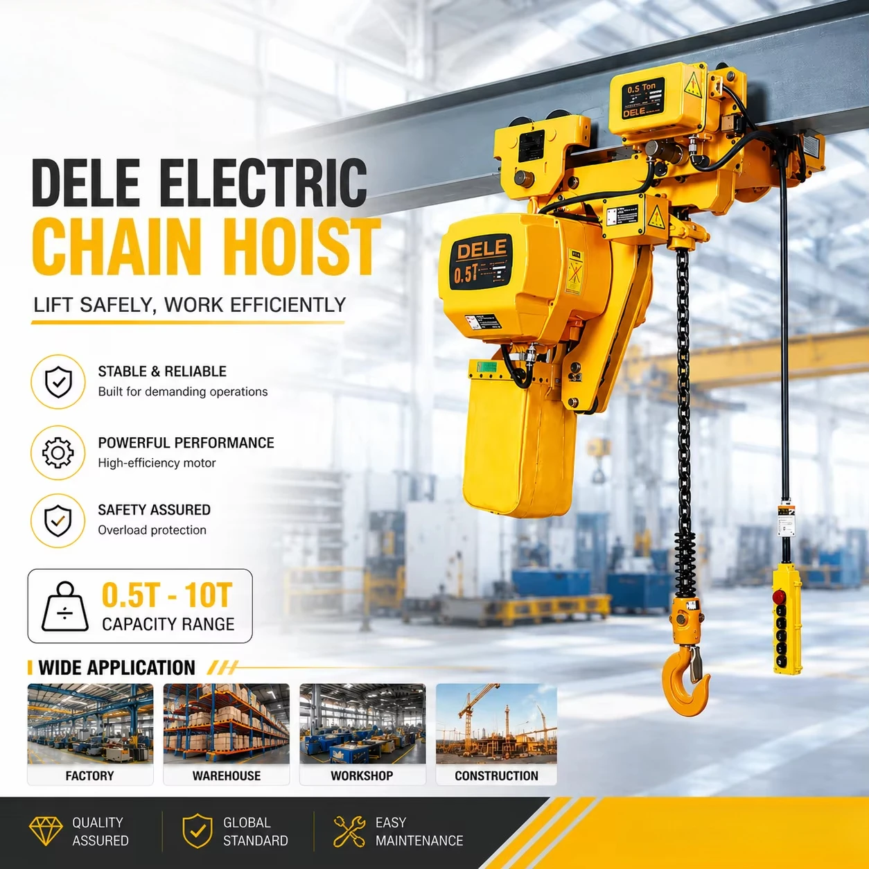 0.5T to 35T Block Making Machine 1 Ton Electric Chain Hoist and Electric Chain