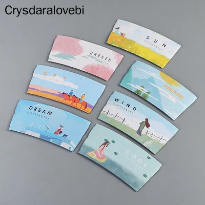 100PCS Disposable Cup Sleeve Milk Tea Shop Coffe Cup Sleeve Double Layer Craft Paper Sleeves Juice Anti-hot Ins Customize