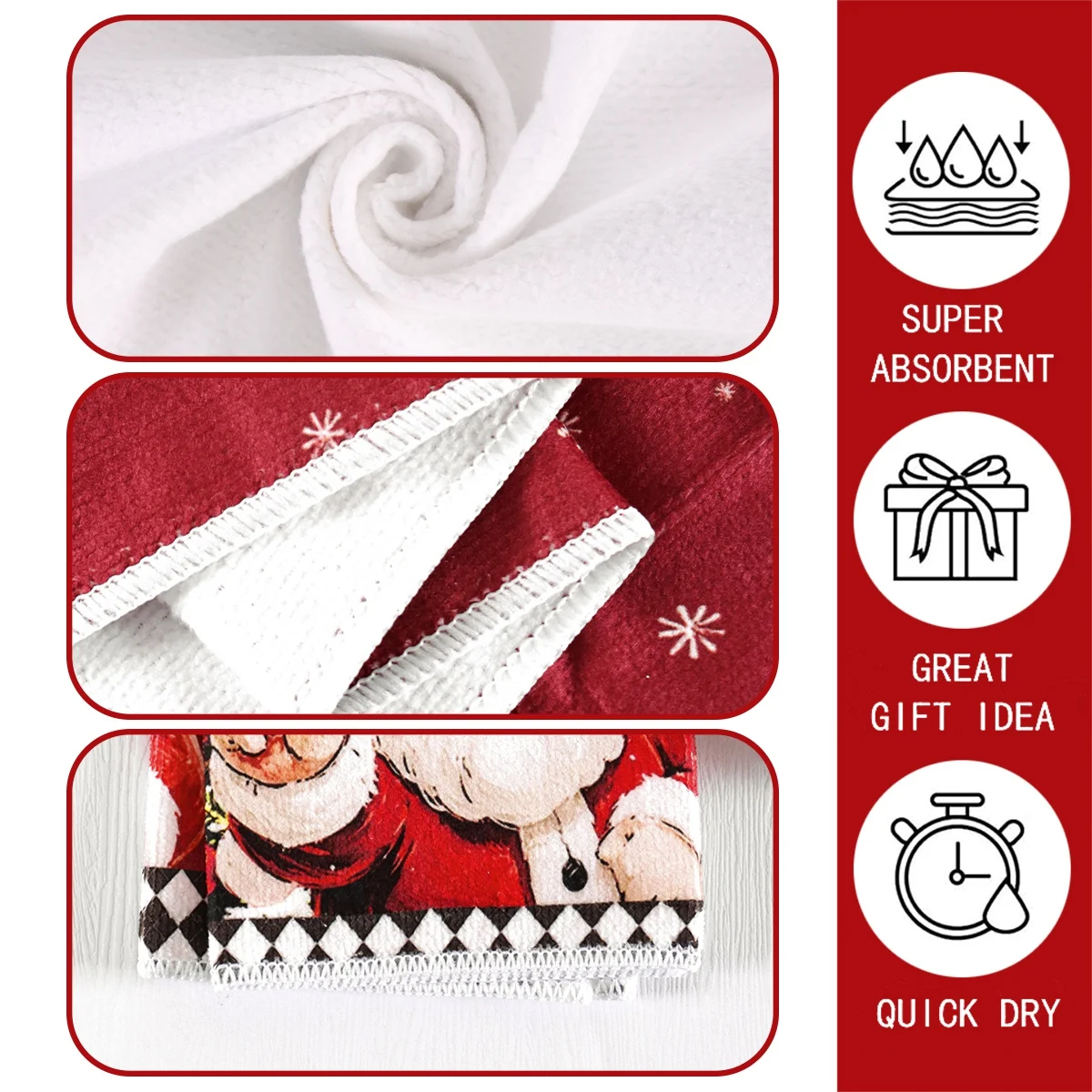 2 Stück Frohe Weihnachten Handtücher Retro Weihnachtsmann Rentier Saugfähige Küchentücher Navidad Weihnachtsdekoration für Zuhause 2026 – Detail 1