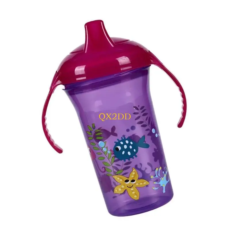 QX2D Infant Learning Drink Cup Easy Hold Grip Comfortable Leak Proof 300ML Capacity