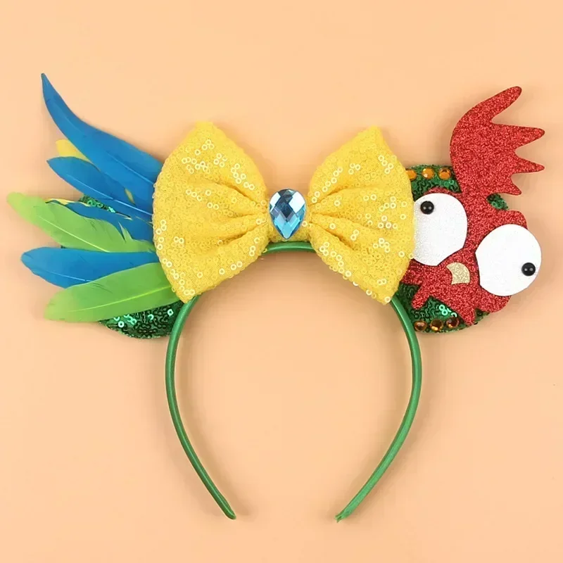 Bando Disney Moana 2 telinga untuk dewasa, ikat kepala Mickey Mouse untuk kait ikan wanita, aksesori rambut Cosplay pesta anak perempuan