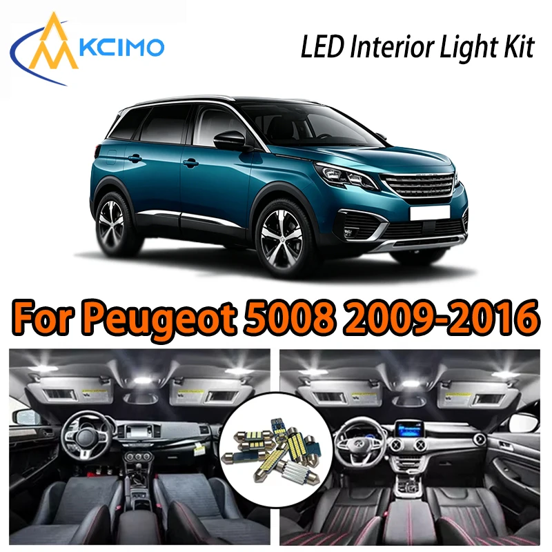 

Daily Use LED Interior Lights For Peugeot 5008 2009-2016, Two Colors Choice Super Bright