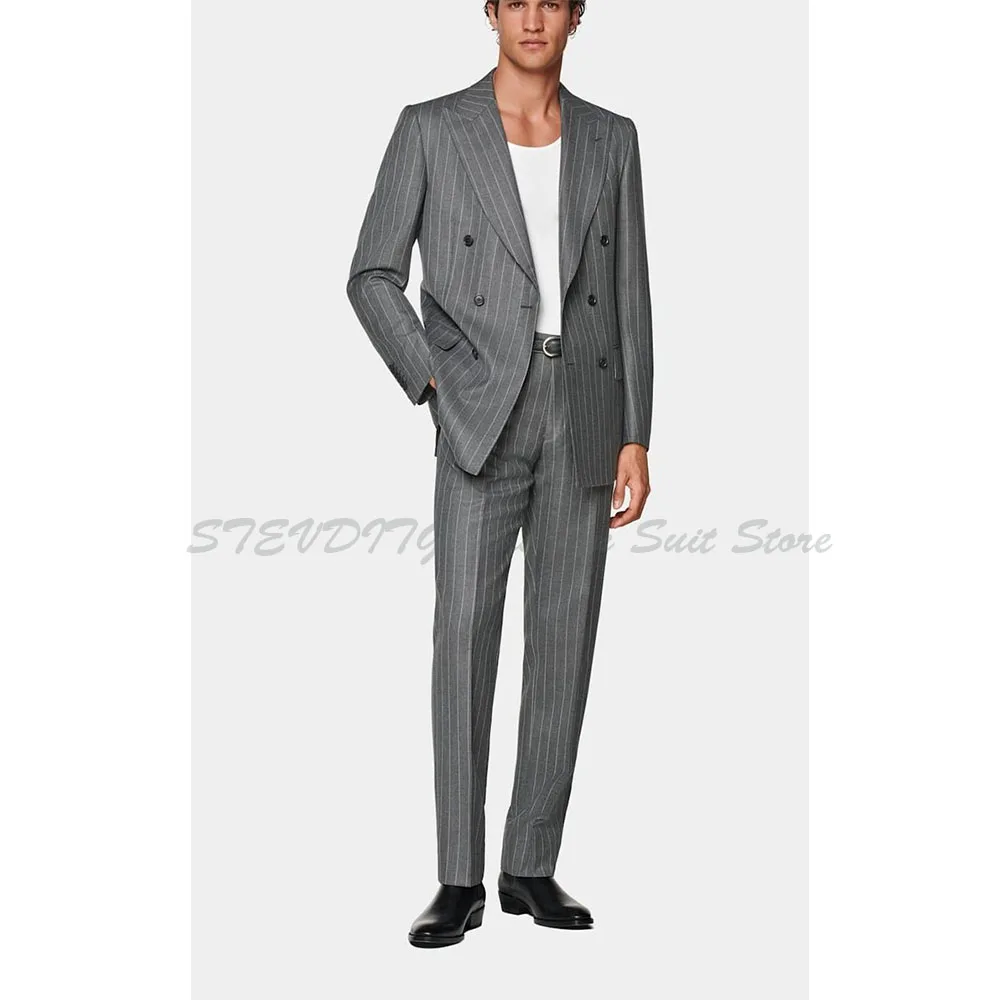 

Elegant Men's Suits Causal Double Breasted 2 Pieces Jacket Pants Blazers Sets Formal Male Wedding Banquet Business Clothing 2025