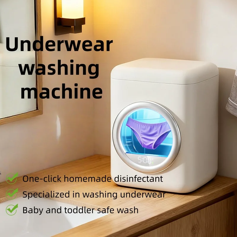 Portable Mini Washing Machine for Underwear& Socks Compact USB Rechargeable Home Travel Gym Use Easy Manual Spin Dry