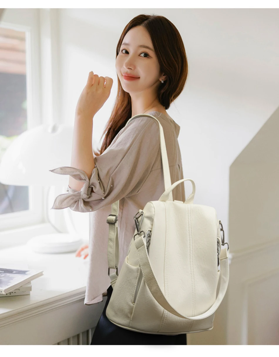 Luxury Brand Anti-Theft Women's Backpack High-Quality Leather Sac a Dos SchoolBag Knapsack for Female