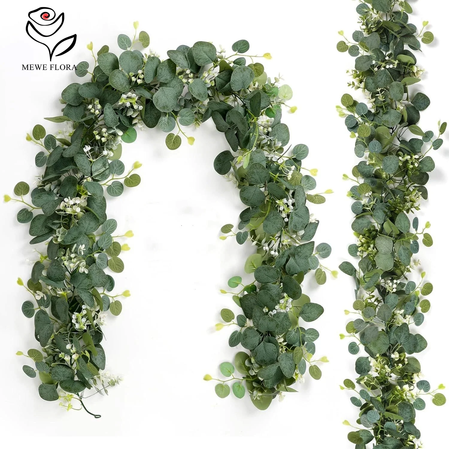 

1pc Artificial Vine Garland Rattan Fake Eucalyptus Leaves Gypsophila Hanging Vines Wedding Decoration Wall Backdrop Home Decor