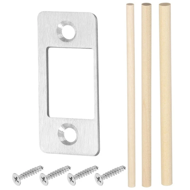 L8RC Metal Door Strikes Plate Corrector Large Hole Round Corner Strikes Backplate Prevents Sticking and Misalignment