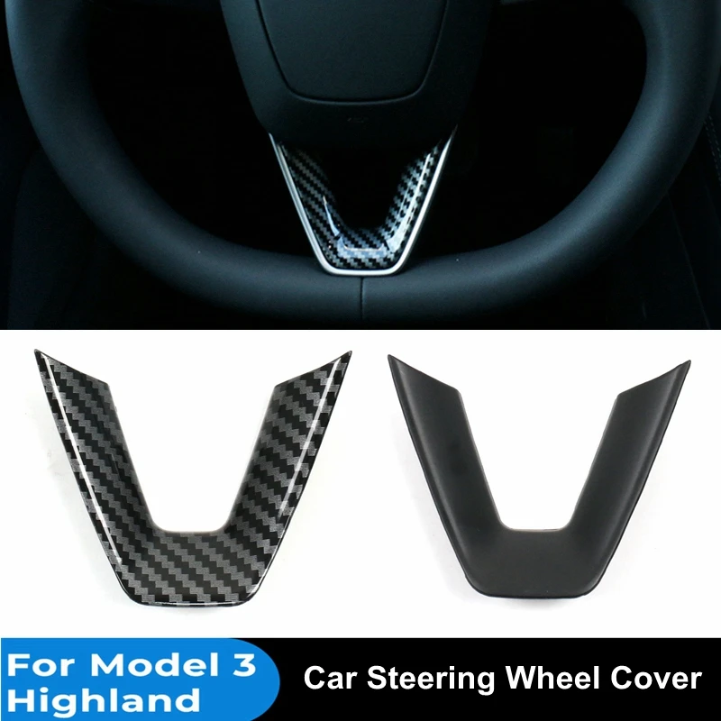 Car Steering Wheel Low Cover Plate Trim Cover For New Tesla Model 3 Highland 2024 Auto Patch Sticker Interior Modification Parts