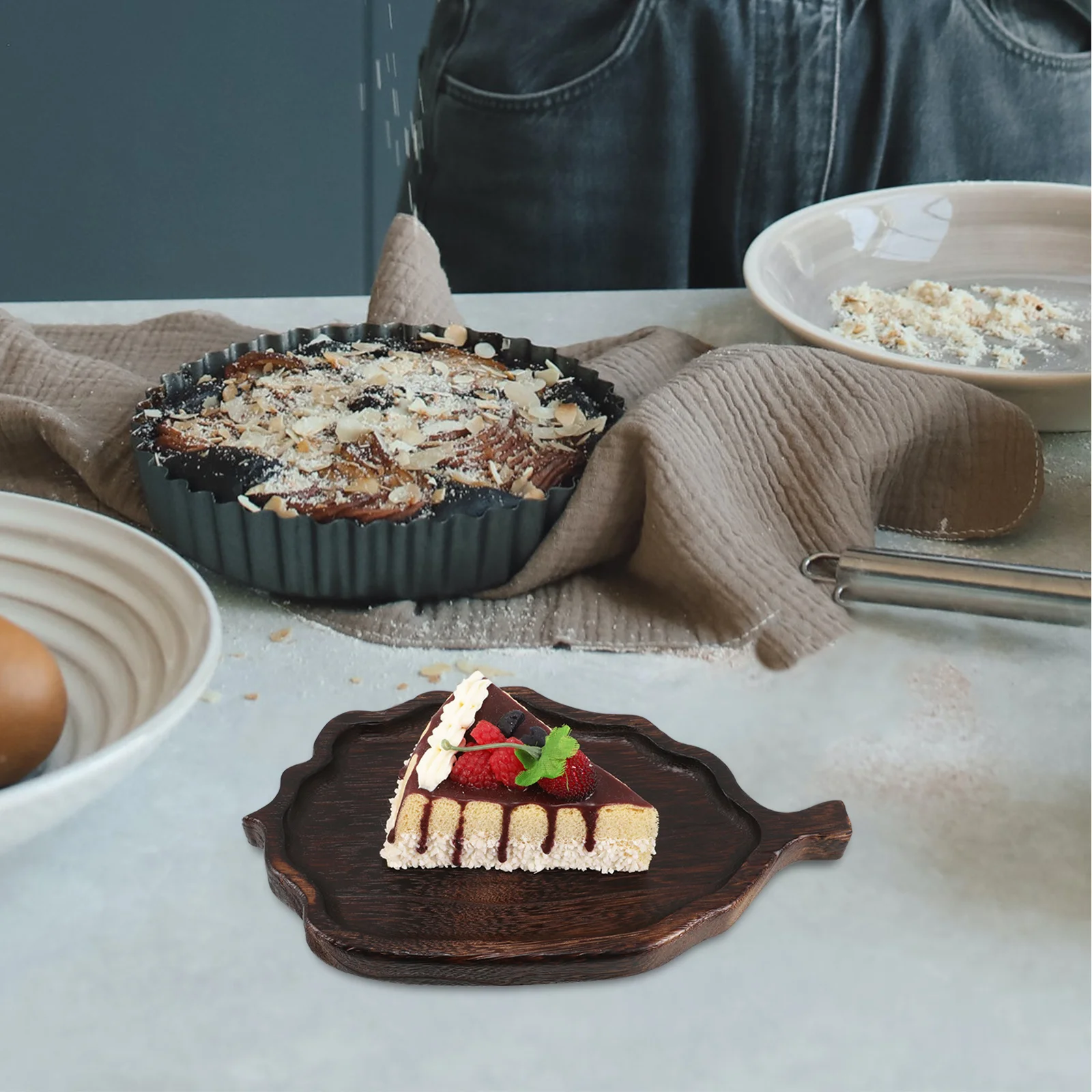 

Retro Wooden Serving Tray Chinese Tea Party Tray Natural Aesthetic for Home Decor Farmhouse Style Multifunctional