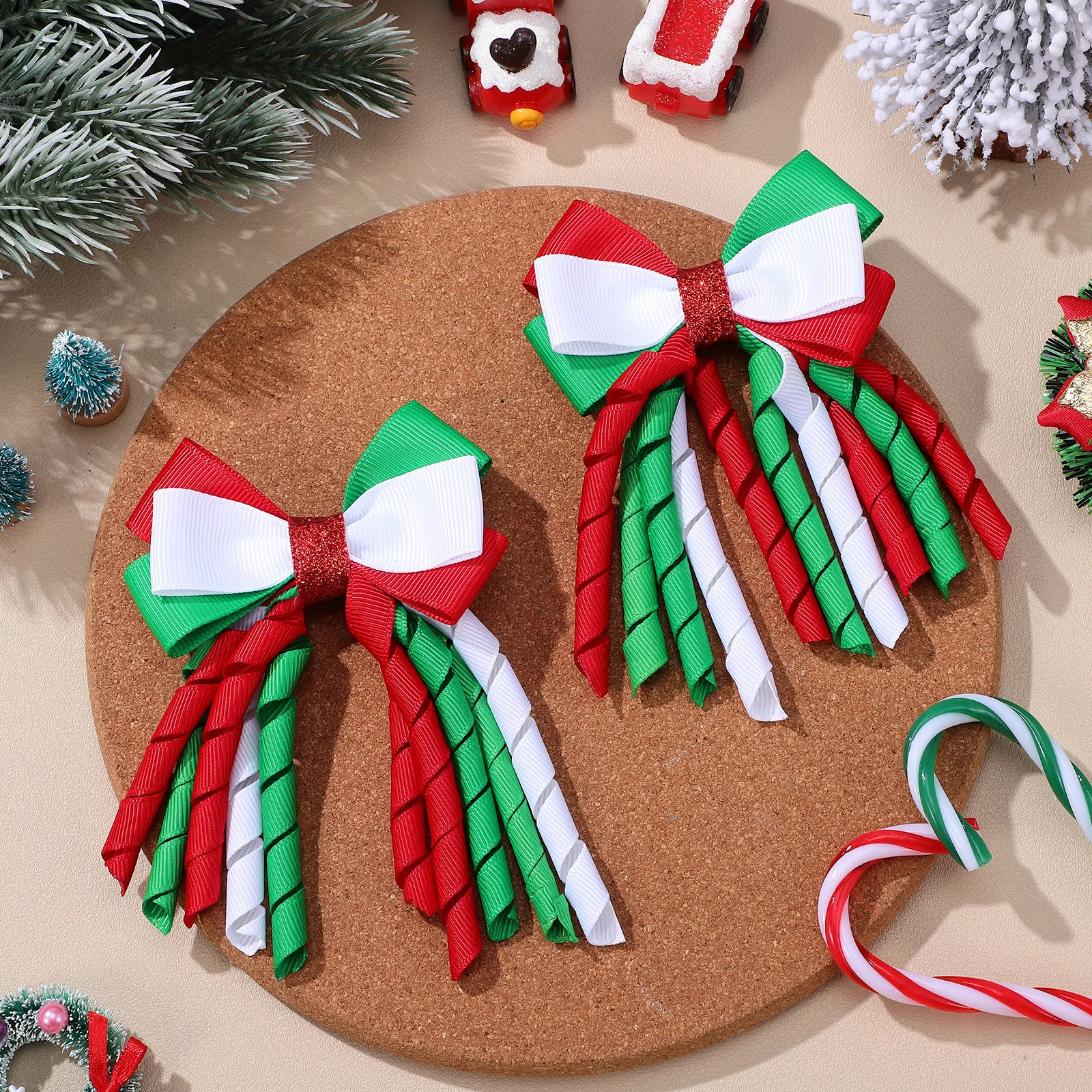 

2Pcs Bow Hair Clips Festive Christmas Hair Accessories Alligator Clip Xmas Holiday Styling Decors Party Headwear