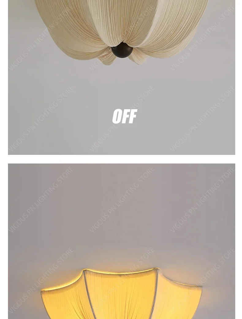 Nordic Wabi Sabi Fabric Ceiling Lights Living Room Cloth