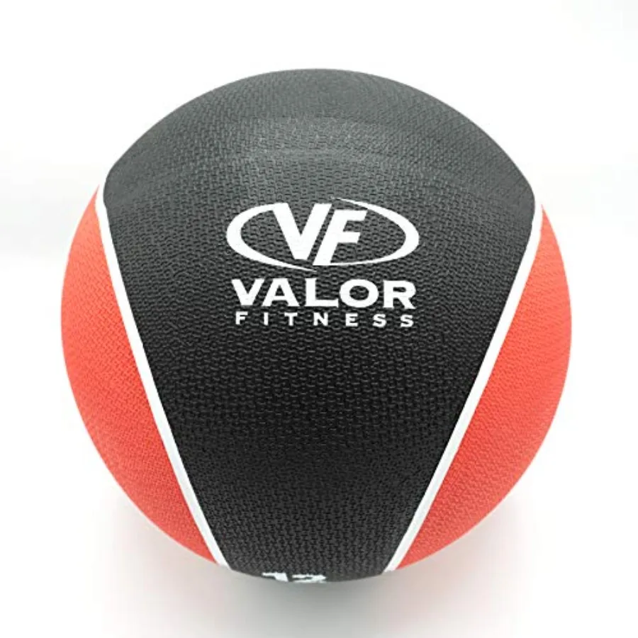 

Home gym core training: rubber weighted medicine ball in black non-slip texture balanced weight distribution for ab and balance