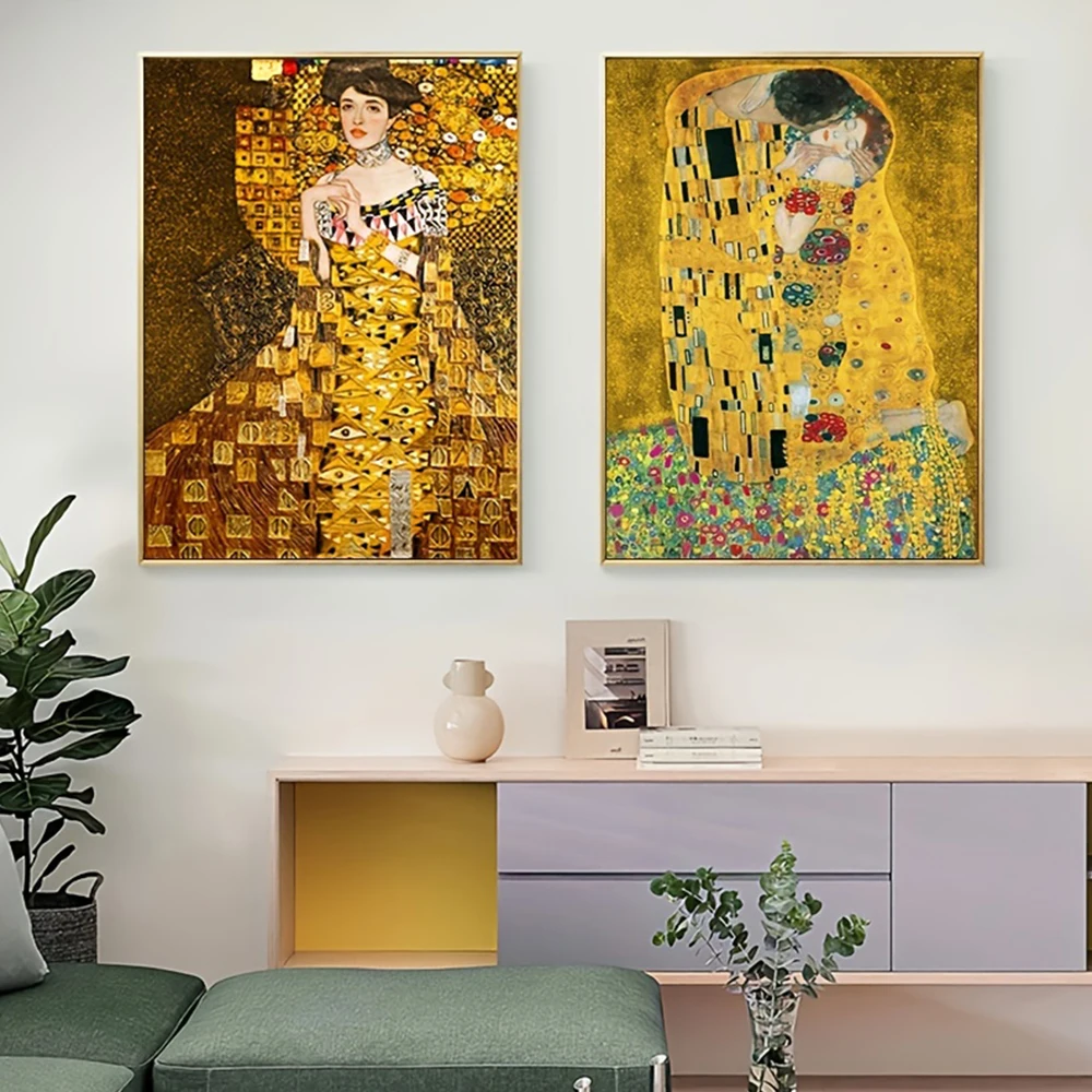 Classic Abstract Wall Art Gustav Klimt The Kiss Oil Painting HD Canvas Print Poster Home Living Room Bedroom Decoration