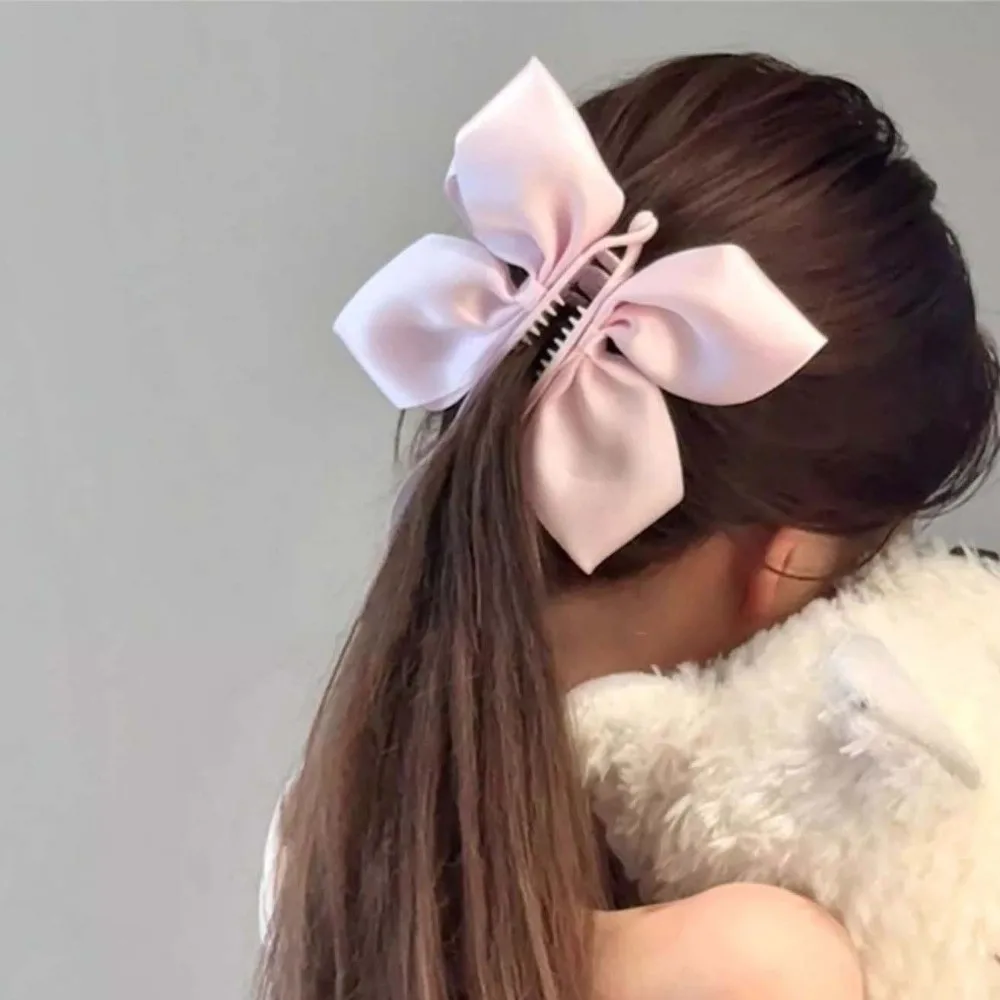 

2pcs Versatile Ballet Style Ribbon Banana Clip Sweet Wide Side Bow Vertical Clip Hairband Soft Women Woven Headband Girls