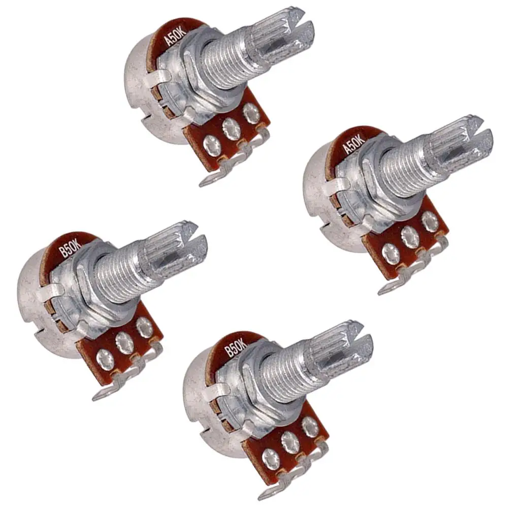 Metric Full Size 18mm Split Shaft Pots A50K & B50K Guitar Potentiometers, 4 Pieces