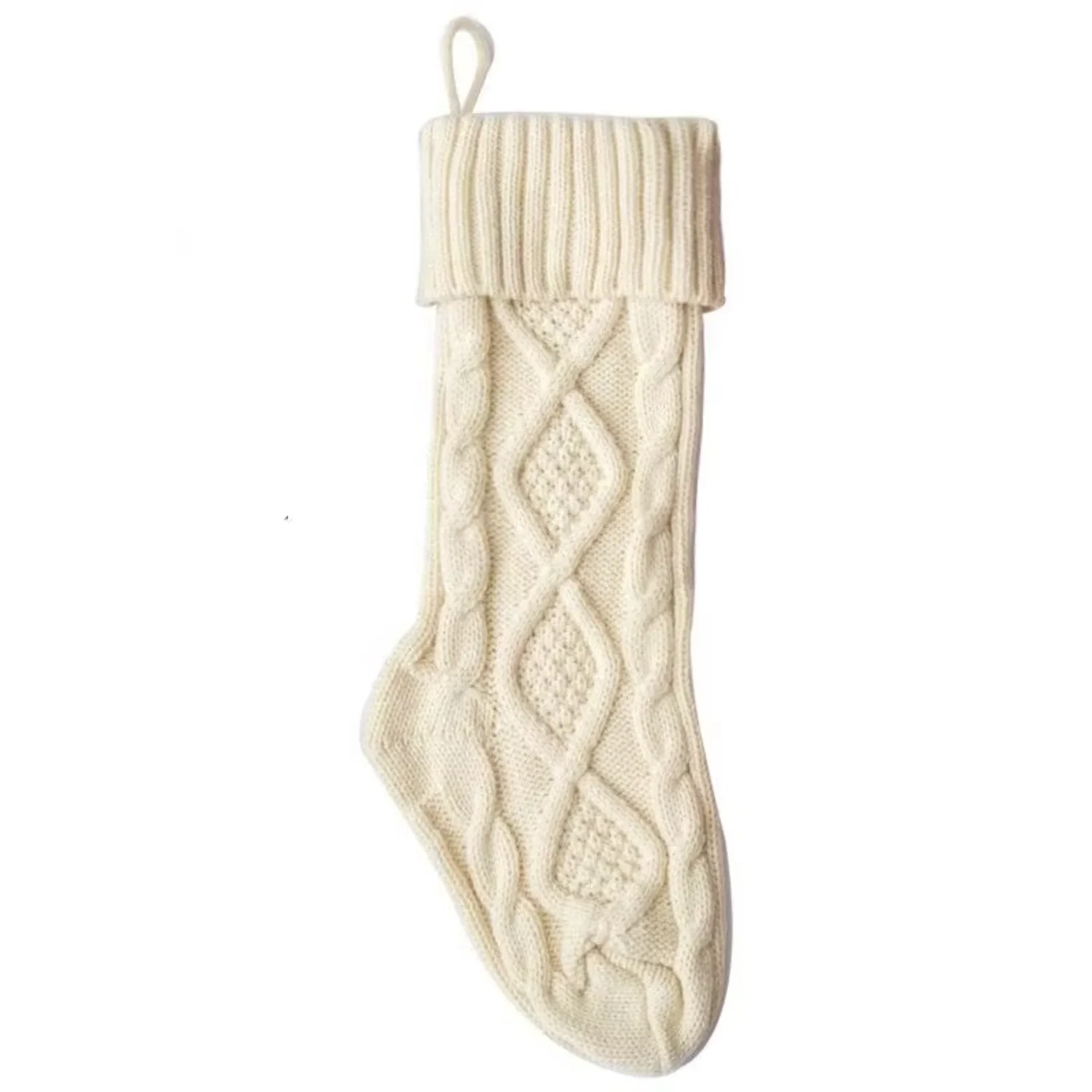 Unique Large Size Knit Christmas Stockings 18 inches Cable Knitted Xmas Rustic Stocking Decorations