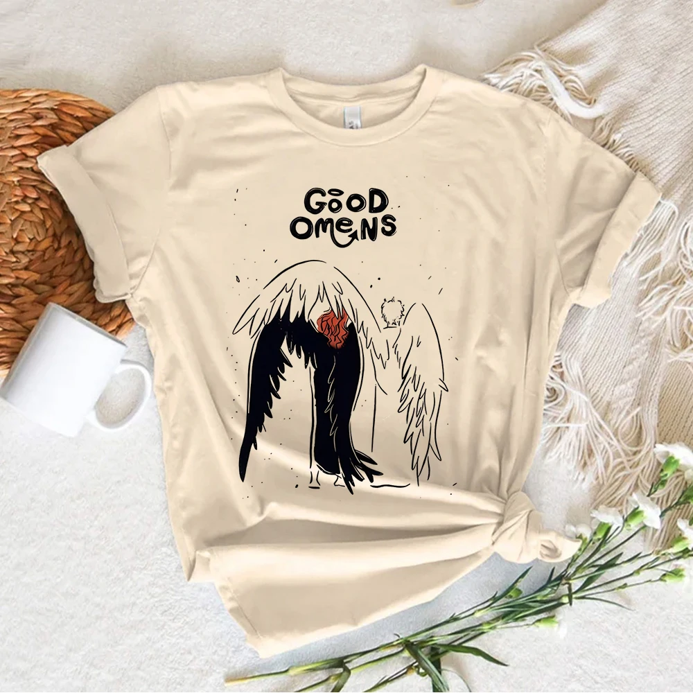 Good Omens tshirt women funny comic manga t shirt girl funny graphic clothing