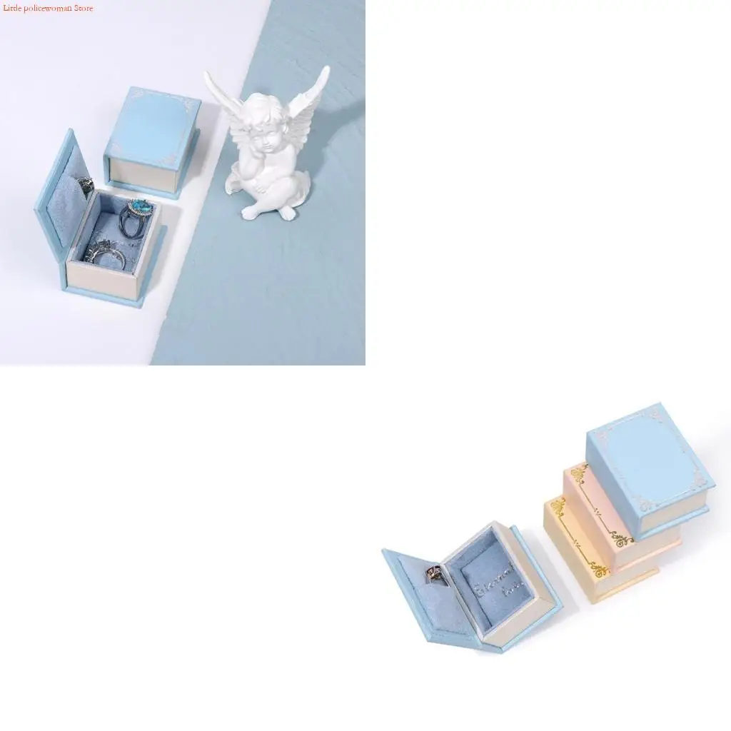 

F92D Художественная книга, как контейнер для ювелирных изделий из ворса для колец, серег, подвесок