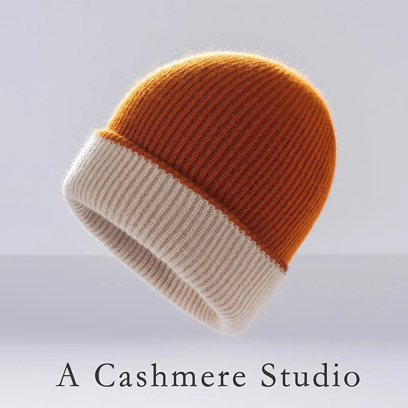 

2-слойные кашемировые вязаные шапки унисекс, зимние уличные теплые повседневные шапки, лоскутные цветные модные кашемировые шапки для мужчин/женщин