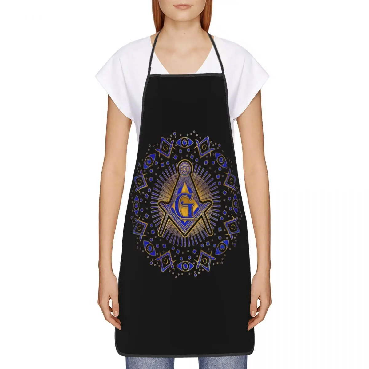 Freemasonry Symbol Apron for Women Men Unisex Bib Freemason Masonic Cooking Kitchen Tablier Cuisine Chef Painting