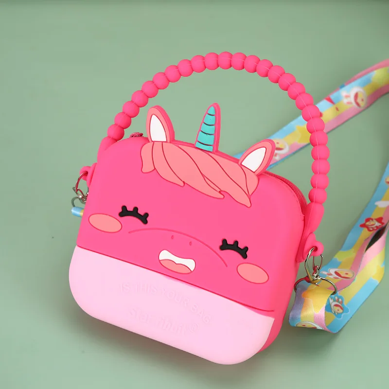 Fashion Silicone Bags for Girls Unicorn Cute Cartoon Shoulder Bag Zipper Soft Handbags Kids Coin Purse Wallet Toy Children Gifts