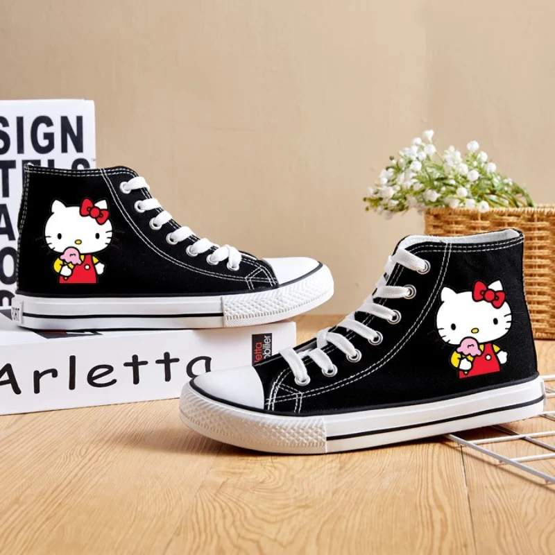 Sanrio Hello Kitty Print Korean Version High Top Canvas Shoes Cartoon Boys and Girls Student Casual Shoes Kids Sneakers