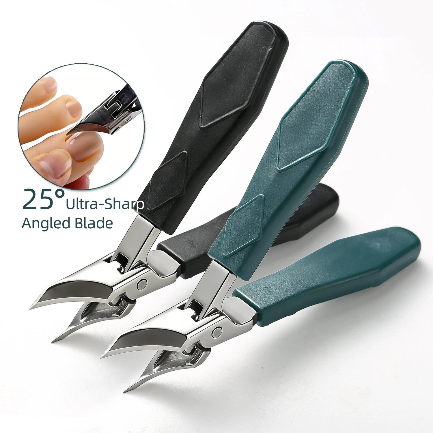 Breitöffnender Eingewachsener Zehennagelknipser mit Ultrascharfer Abgewinkelter Klinge, Anti-Flugspäne, für Dicke Nägel, Edelstahl-Nagelzange, Trimmer-Werkzeug