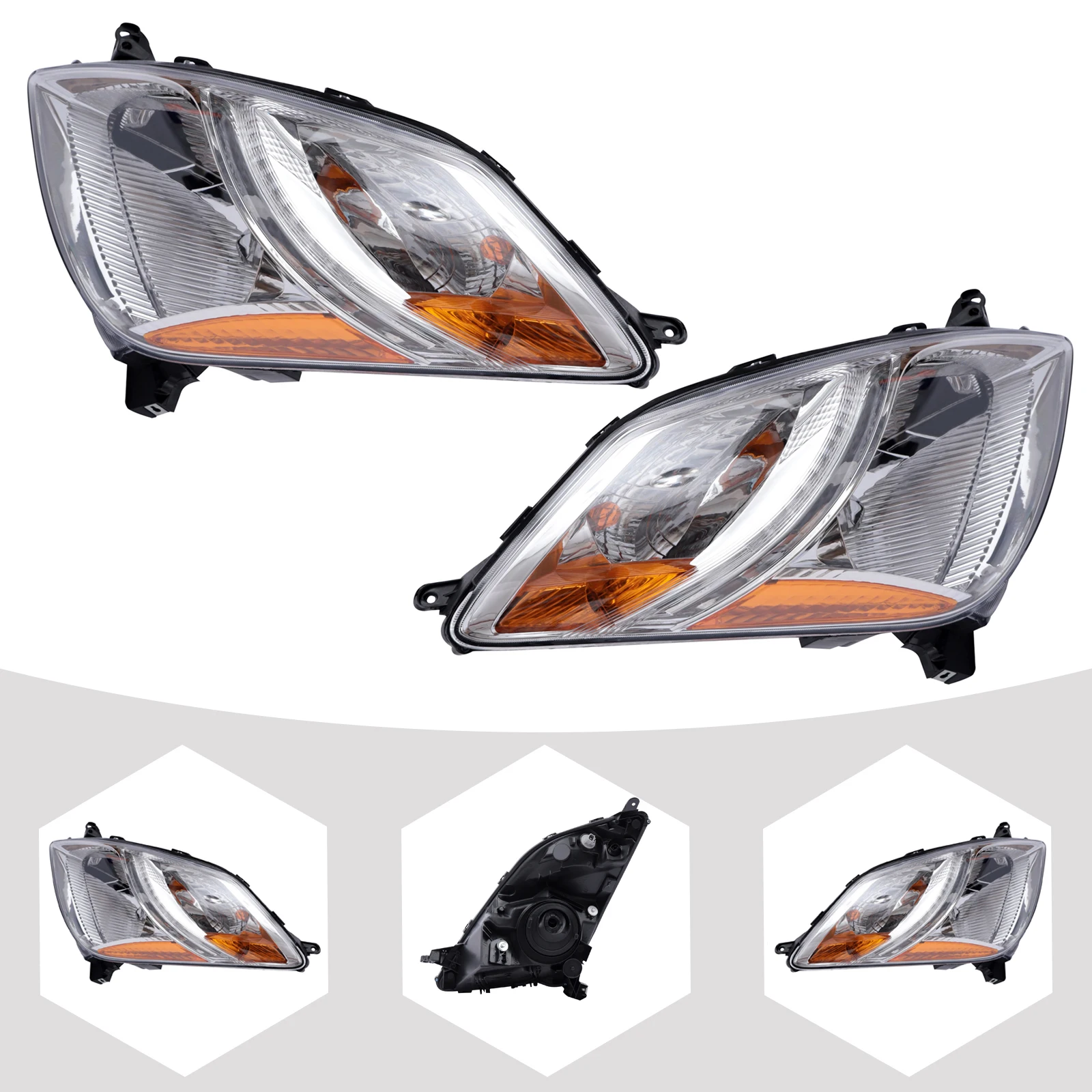 

Светодиодная фара для Toyota Prius 2006-2009 годов, правая сторона, прозрачная и желтая линза, прямая замена, корпус ПК + ПП, совместимая с Ха