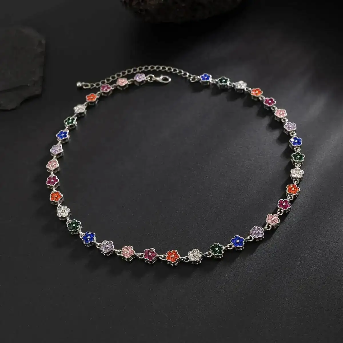 

Salircon Exquisite Rhinestone Necklace Bracelet Set Men Hip Hop Geometry Adjustable Short Choker Charm Bangle Jewelry Gift