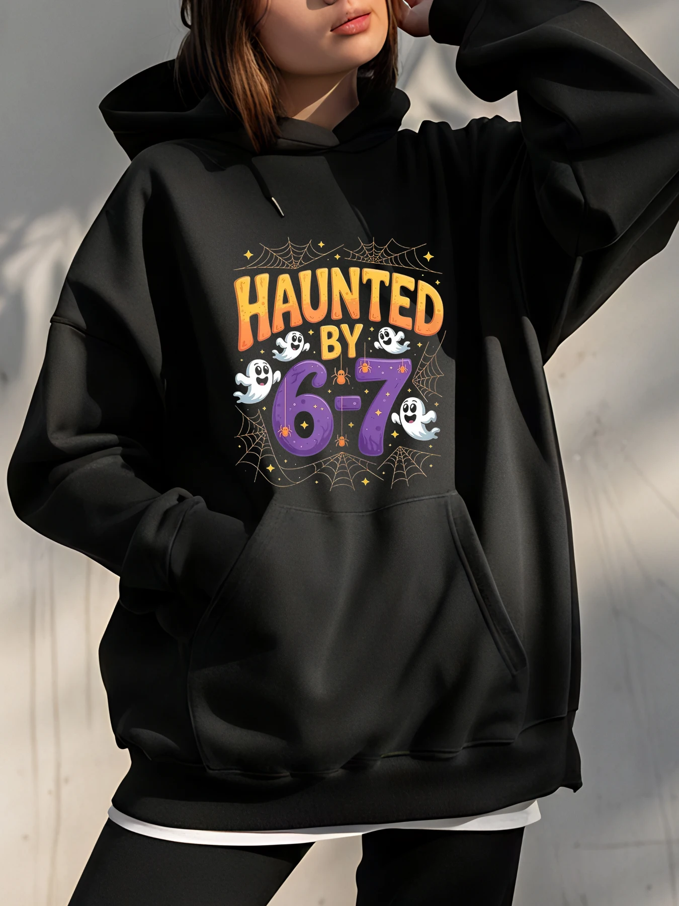 

Толстовка с принтом призраков на Хэллоуин от 6-7 лет, женская повседневная толстовка, осенне-зимний модный пуловер, верхняя одежда для девочек