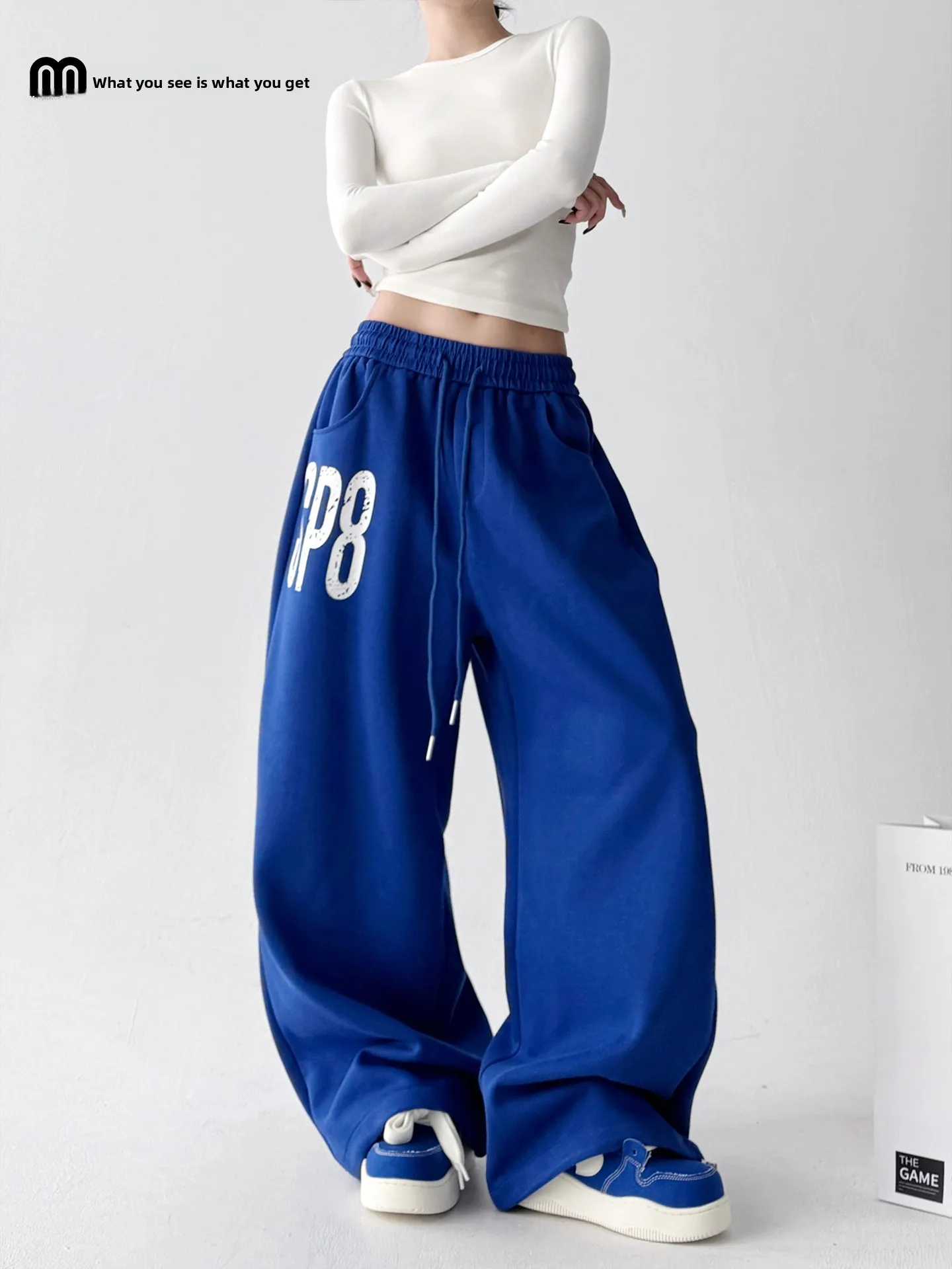 

Модные повседневные брюки для уличных танцев с широкими штанинами, женские, весна-осень, новые, свободные, с эластичным поясом, с принтом, свободного кроя