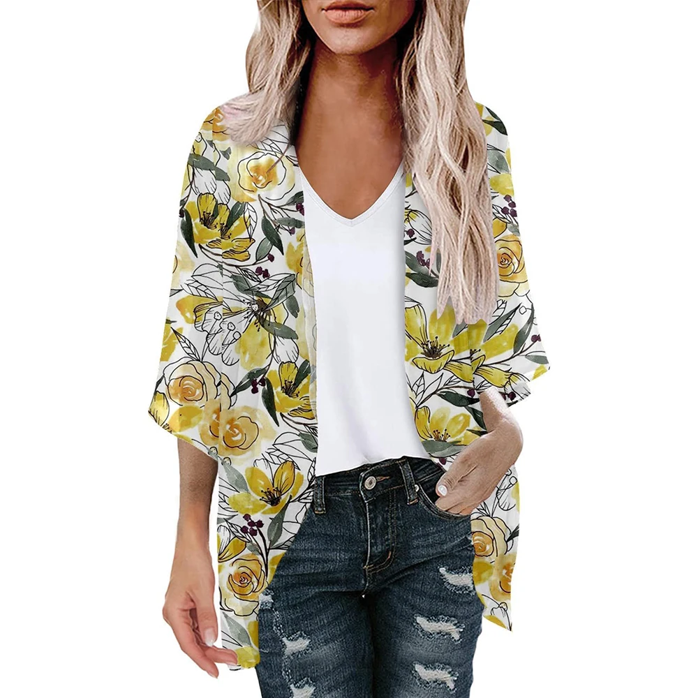 2023 New Summer V Neck Kaftan Beach Cover Up Summer Women Beachwear Cotton Tunic Oversize Bikini Cover-ups loose printed dress